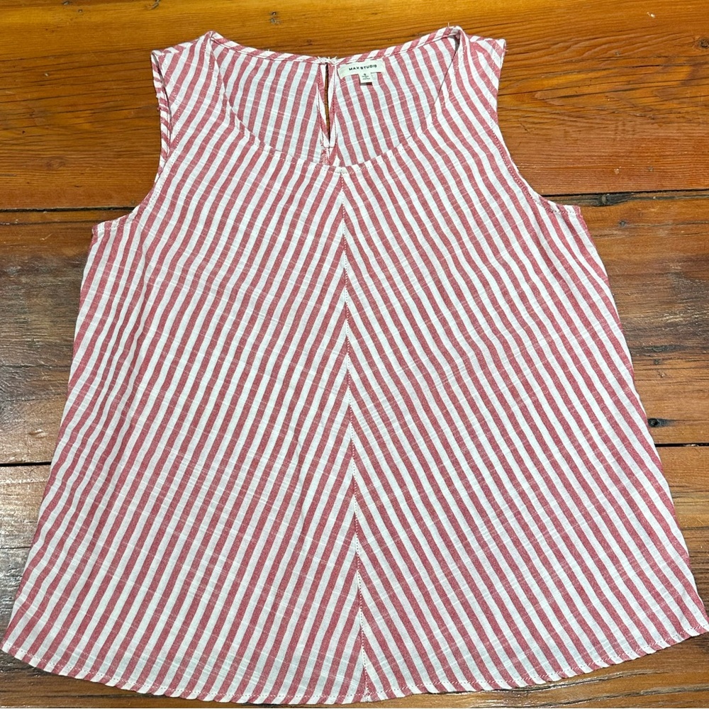 Max Studio Top, Red / White, Women's Small
